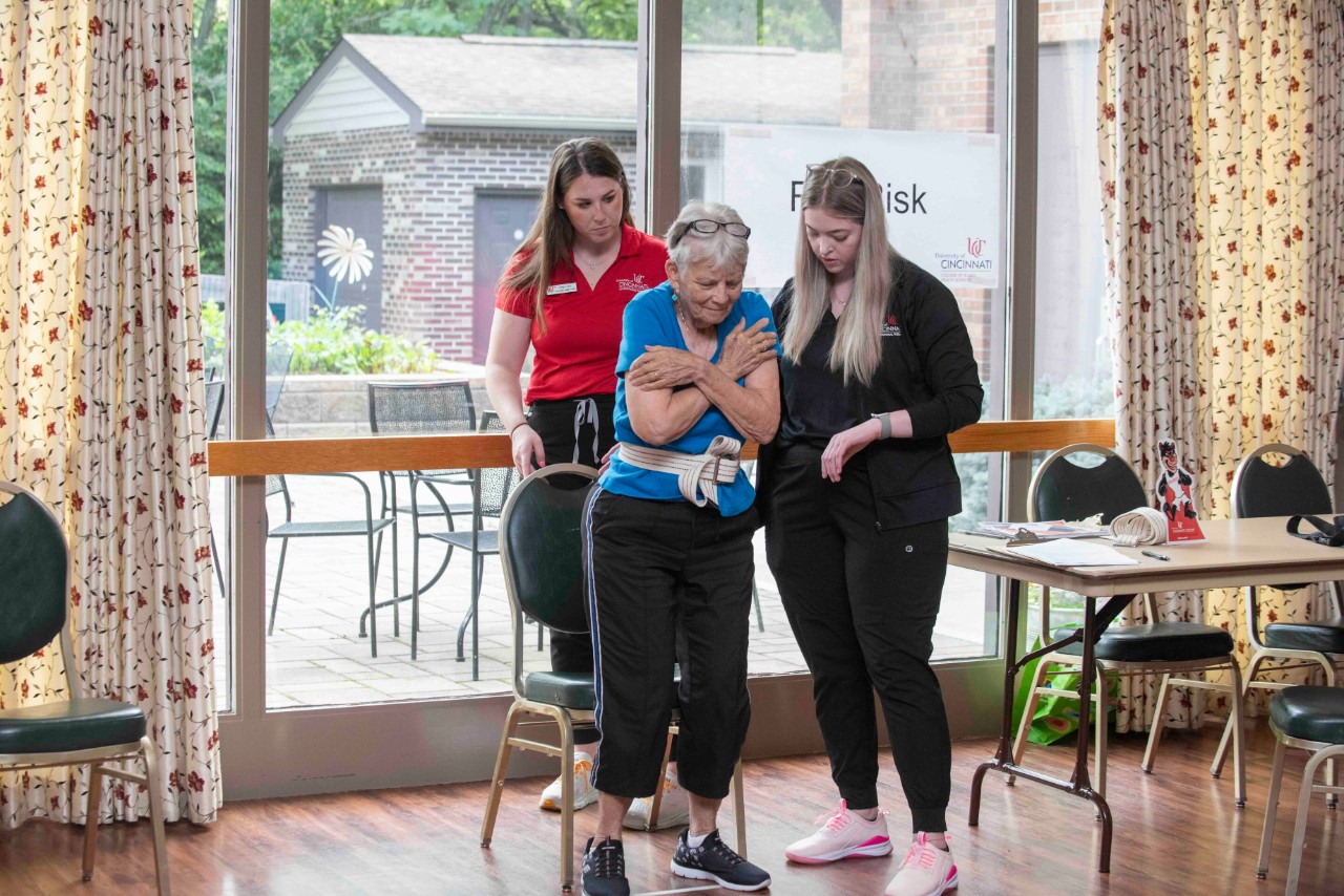 University of Cincinnati Mater of Occupational Therapy students conducting screening and educational activities with community-dwelling/ seniors at Green Township Senior Center Thursday July 20, 2023 in Green Township.  Photos by Joseph Fuqua II