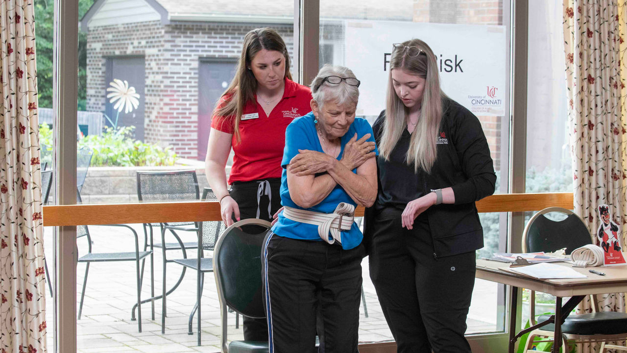 University of Cincinnati Mater of Occupational Therapy students conducting screening and educational activities with community-dwelling/ seniors at Green Township Senior Center Thursday July 20, 2023 in Green Township.  Photos by Joseph Fuqua II