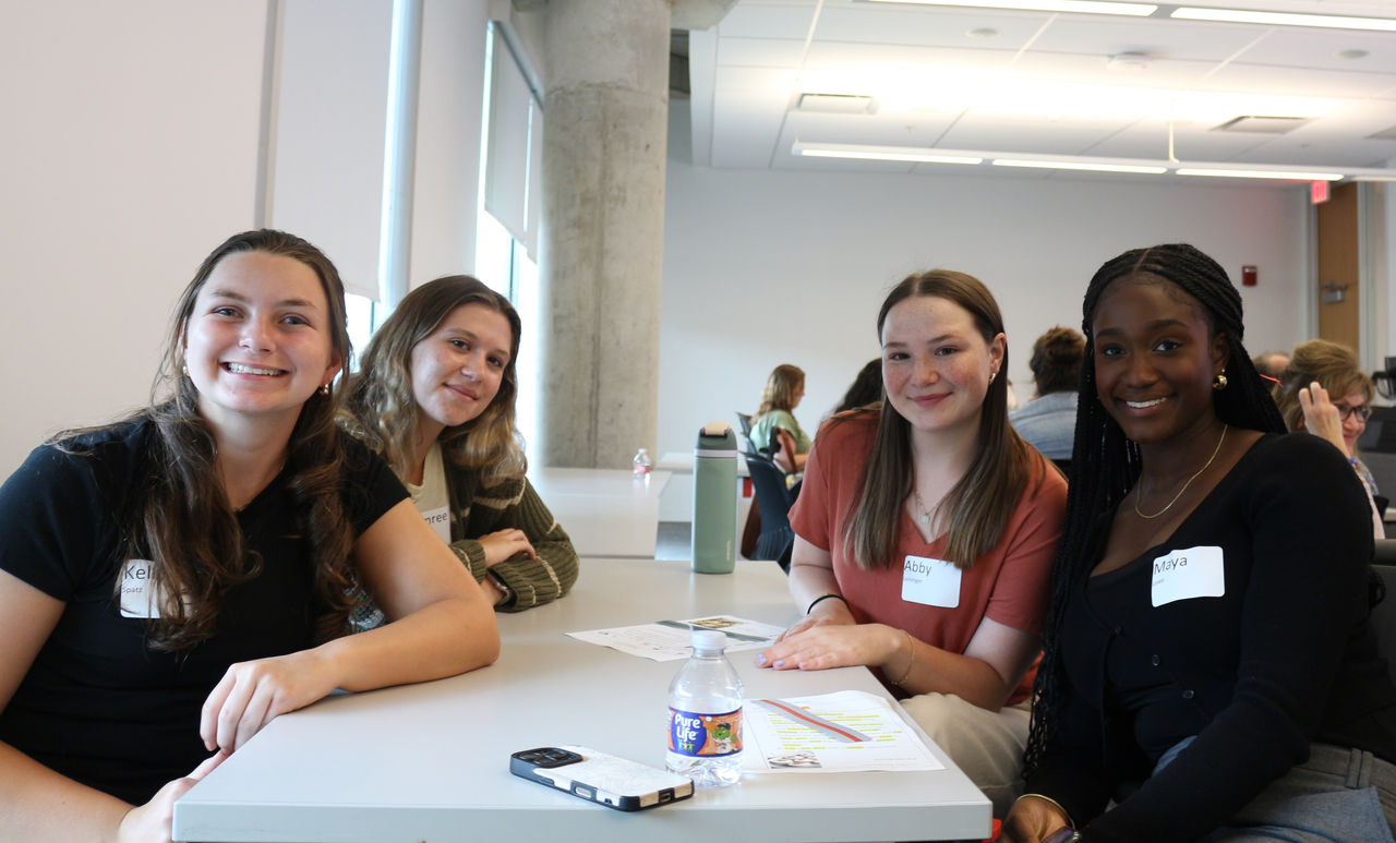 Student volunteers and capstone students participating in the annual UC Aphasia Day community event with the lab.